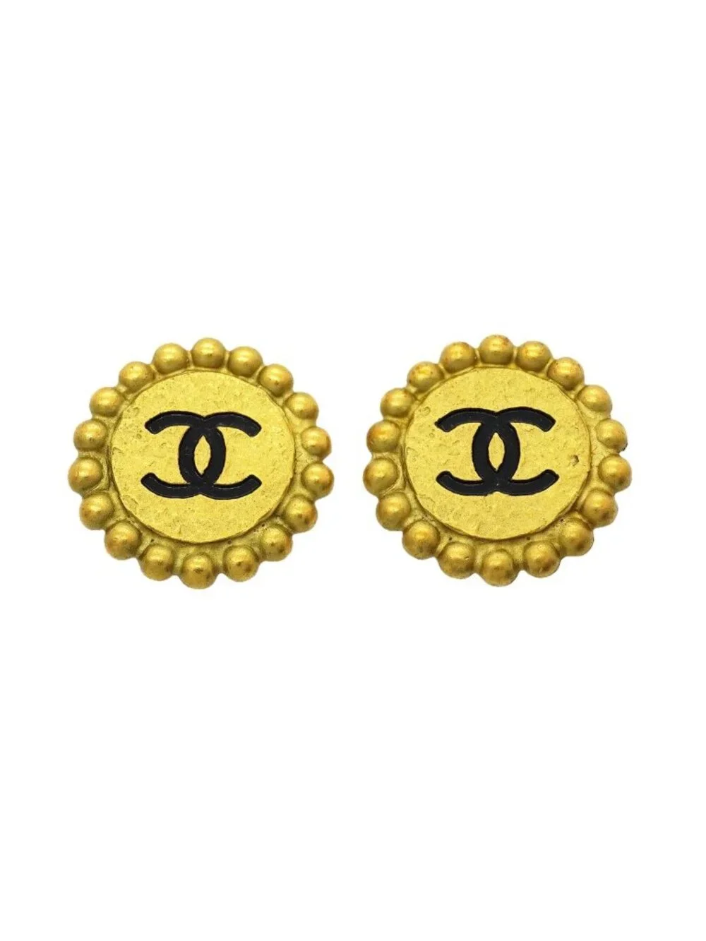 Chanel Earrings Vintage CC Logo Gold Plated